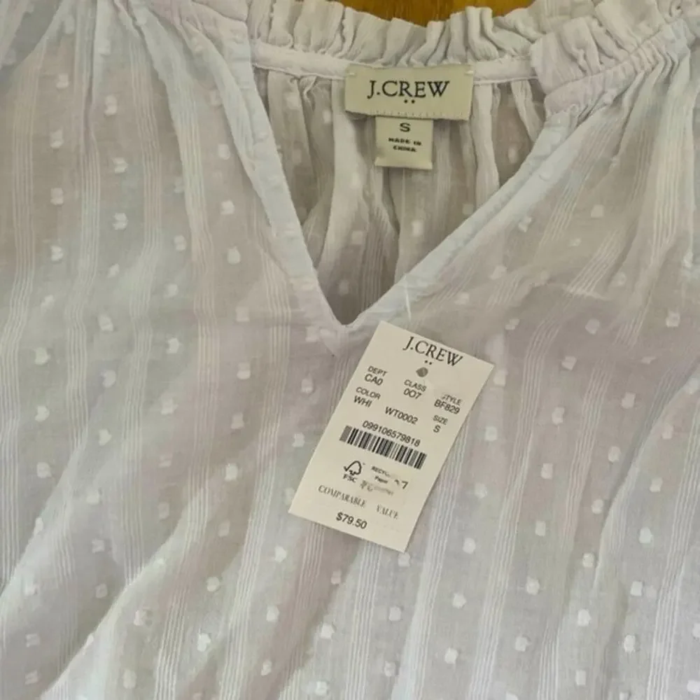 J. Crew NWT White artist top Textured Fabric 100% Cotton  XS 79.00